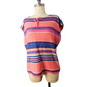 Chaps Size L Large Boho Striped Knit Top Casual NWT $59